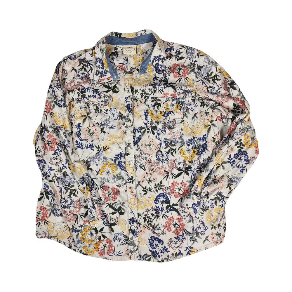 St. Johns Bay‎ Womens PXL Floral Button Down Shirt 100% Cotton Long Sleeve Multi